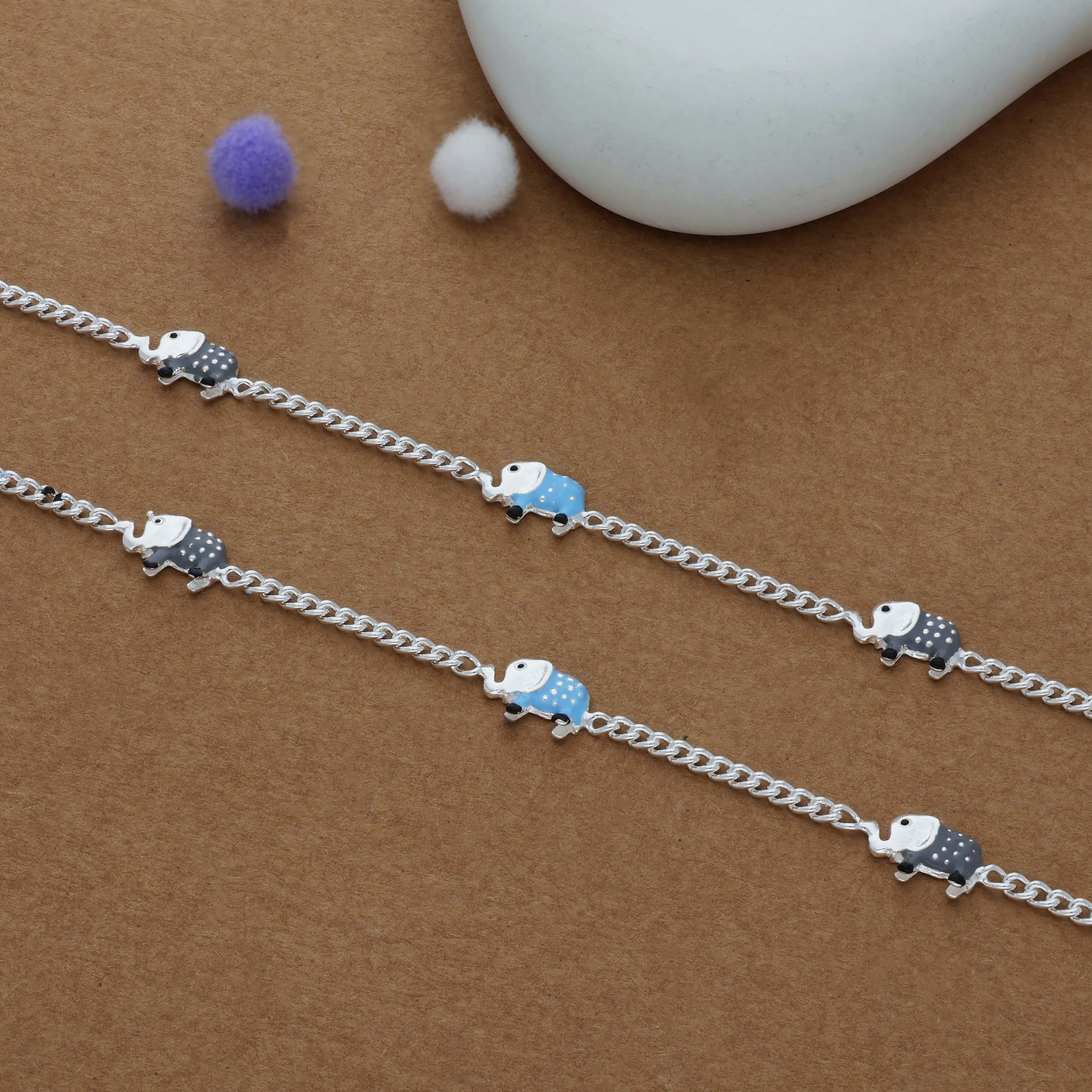 Tiny Elephant Parade 925 Silver Kid Anklet (4-6 Yrs)