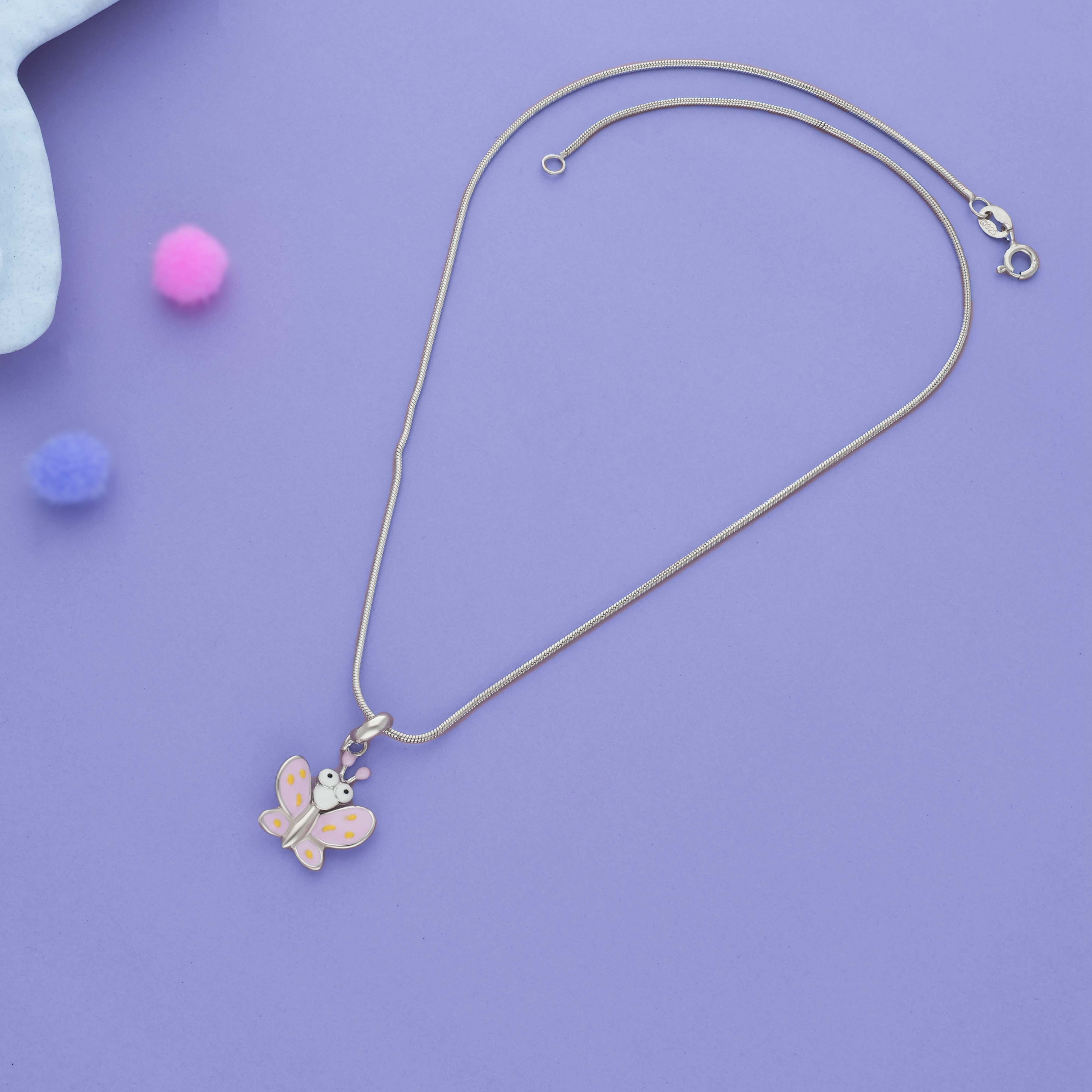 Yellow Breezy Butterfly 925 Silver Kid Pendant (3+ Yrs)