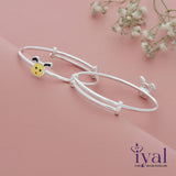 Cute Yellow Puppy Adjustable Silver Kid Bangle(0 - 5Yr)