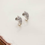 Elegant Silver White Stoned J-Type Earring For Women & Teen