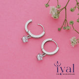 Dainty Silver Drop Hoop Earrings(6+ Yrs)