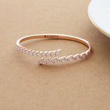 Dainty Rose  Gold Polish Silver Front Open Kada