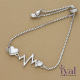 Dainty Heart Beat Silver Bracelet