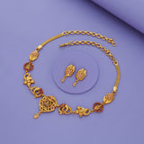 Pink Lakshmi Vaibhavi 925 Silver Gold Polish Necklace Set