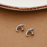 Elegant Silver White Stoned J-Type Earring For Women & Teen