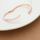 Dainty Rose  Gold Polish Silver Front Open Kada