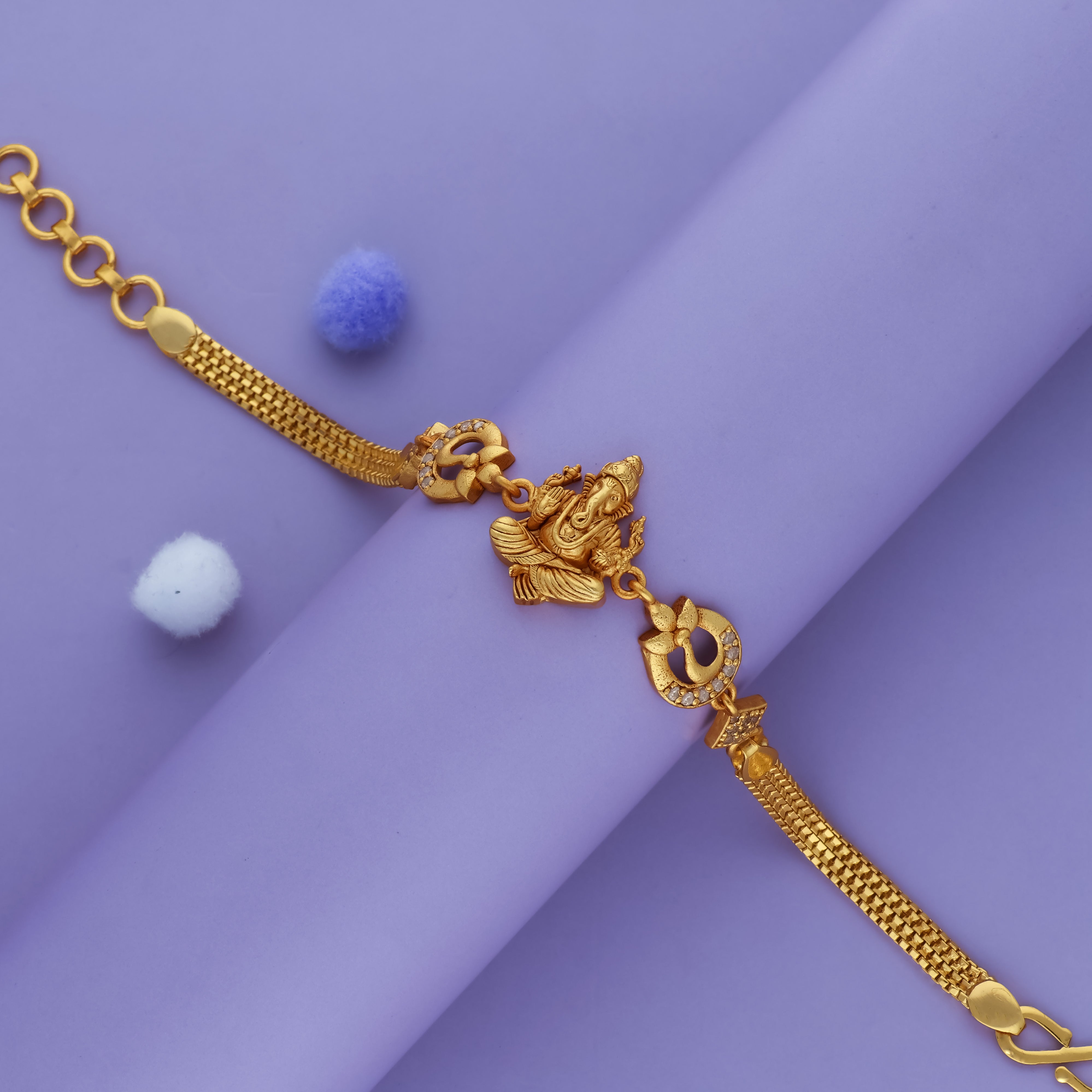 Auspicious Ganesha 925 Gold Polish Silver Bracelet