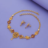 Pink Lakshmi Vaibhavi 925 Silver Gold Polish Necklace Set