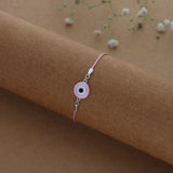 Pink Evil Eye Thread 925 Silver Anklet for Kids(6months - 3Years)