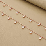 Stunning Droplet Charm Rose Gold Polish Silver Anklet