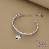 Silver Kada for Babies with Honey Bee Charm (Single)