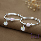 Hello Kitty Charm Adjustable Silver bangle for Kids(Pair)