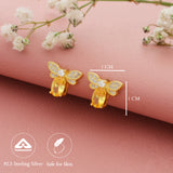 Lovely Zircon Bee Gold Polish Silver Stud (5+ Yrs)