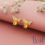 Lovely Zircon Bee Gold Polish Silver Stud (5+ Yrs)