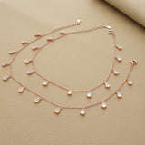 Stunning Droplet Charm Rose Gold Polish Silver Anklet