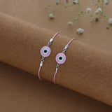 Pink Evil Eye Thread 925 Silver Anklet for Kids(6months - 3Years)