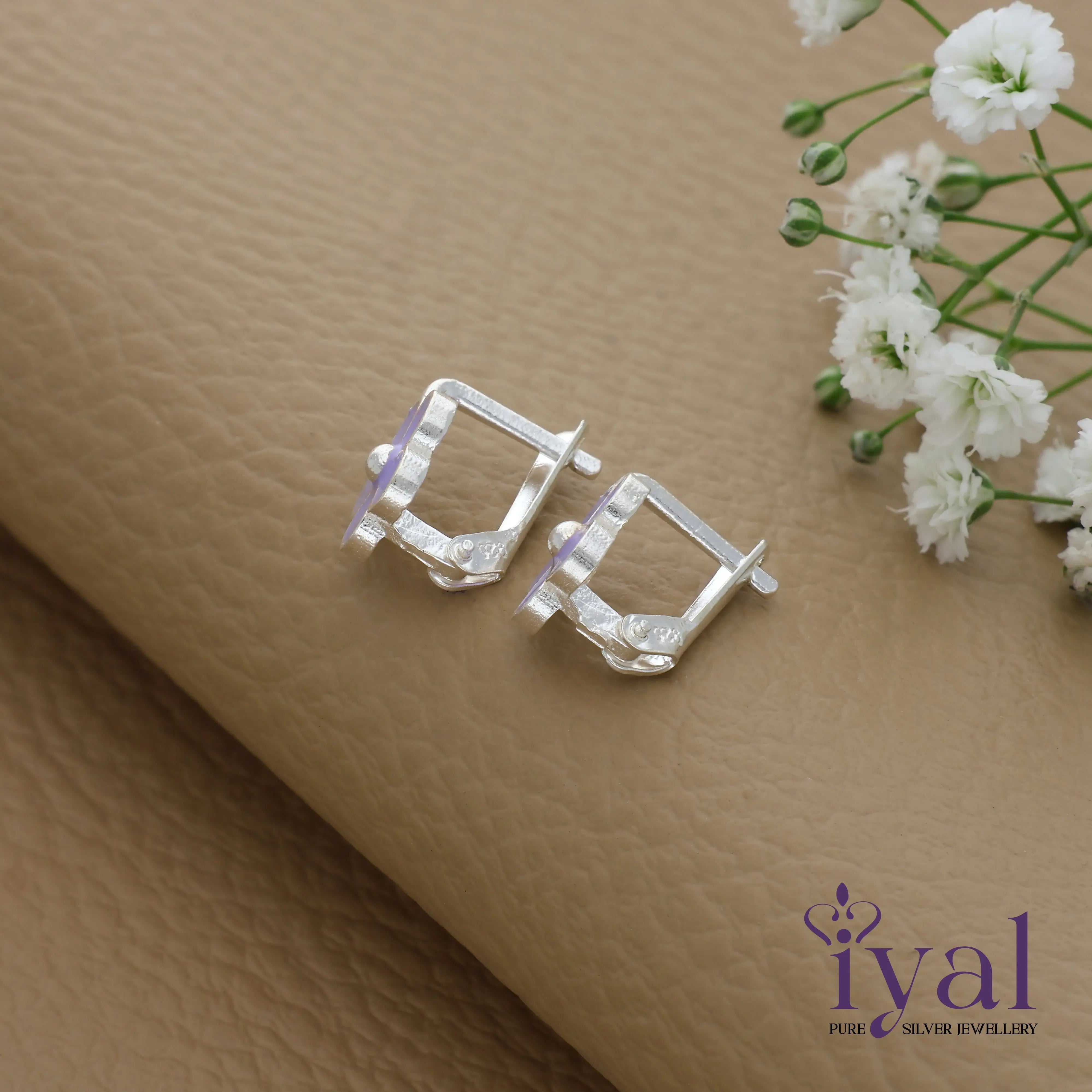 Lavendar Flower Silver Hoop Earring for Kids