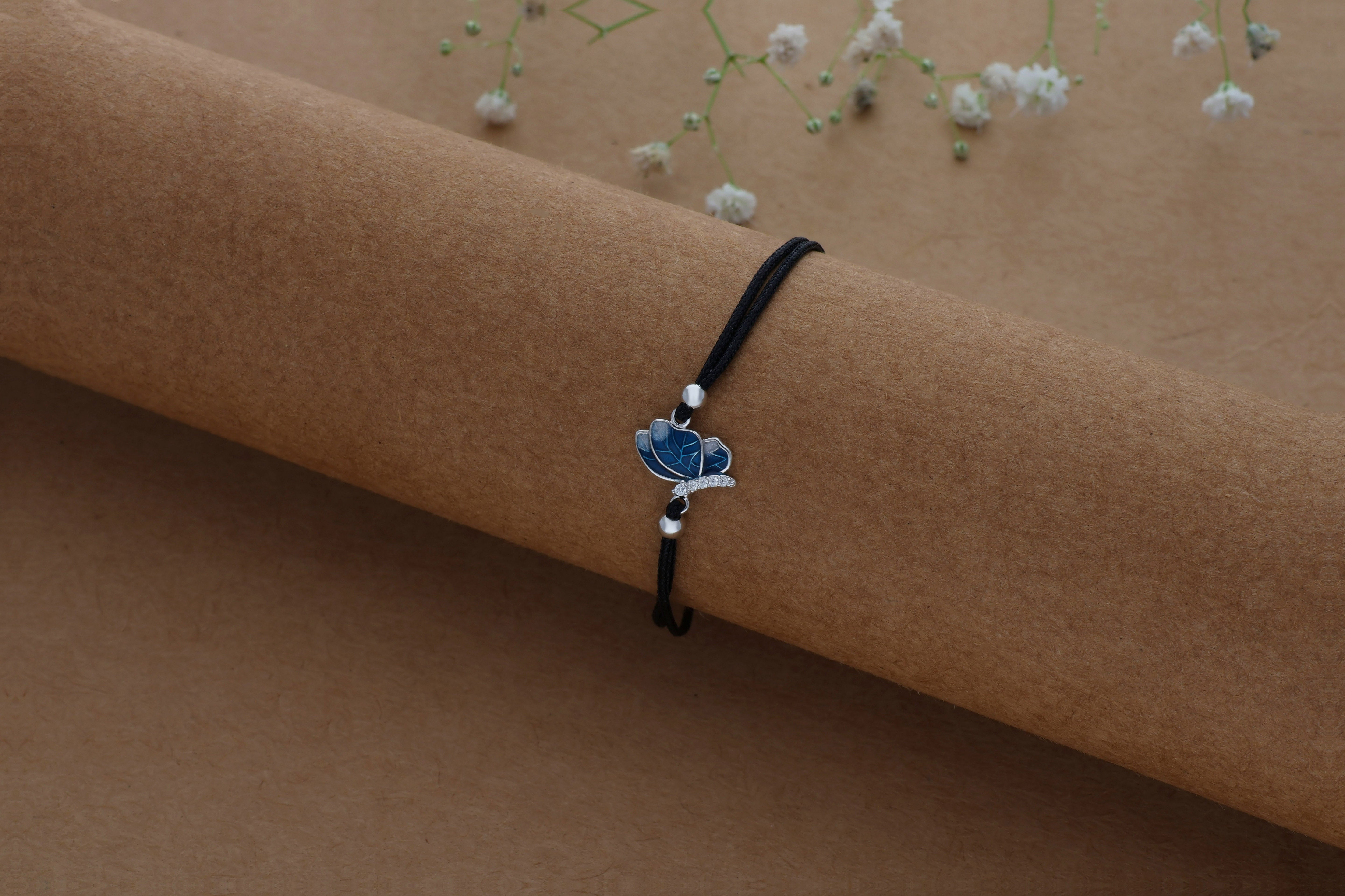 Butterfly Wings Thread 925 Silver Anklet for Kids(3 - 8Years)