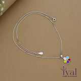Multi Color Flower 925 Silver Kids Chain Pendent(3+ Years)