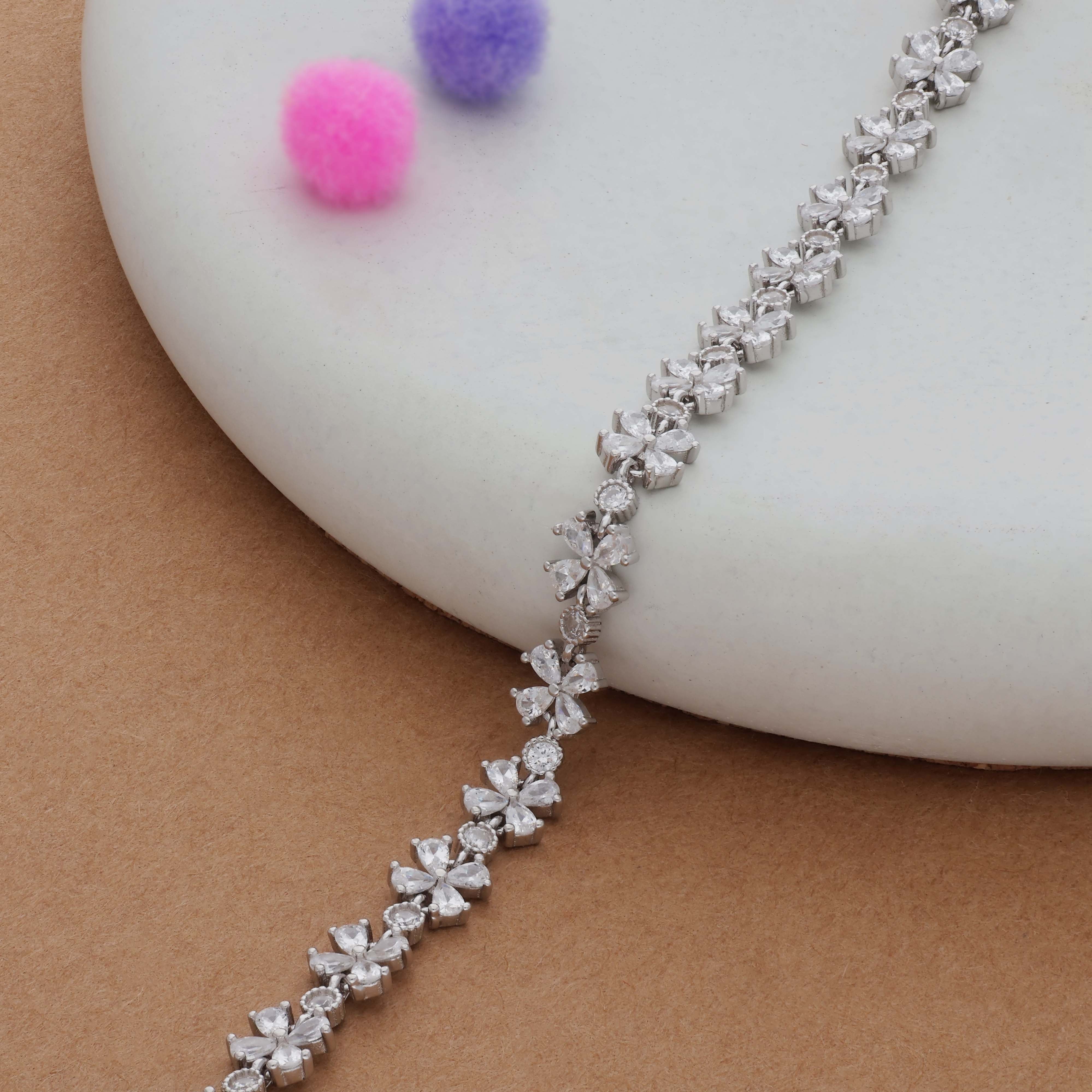 Floral Adjustable 925 Silver Bracelet