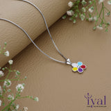 Multi Color Flower 925 Silver Kids Chain Pendent(3+ Years)