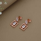 Lovely Square Rose Gold Polish 925 Silver Drop Earring