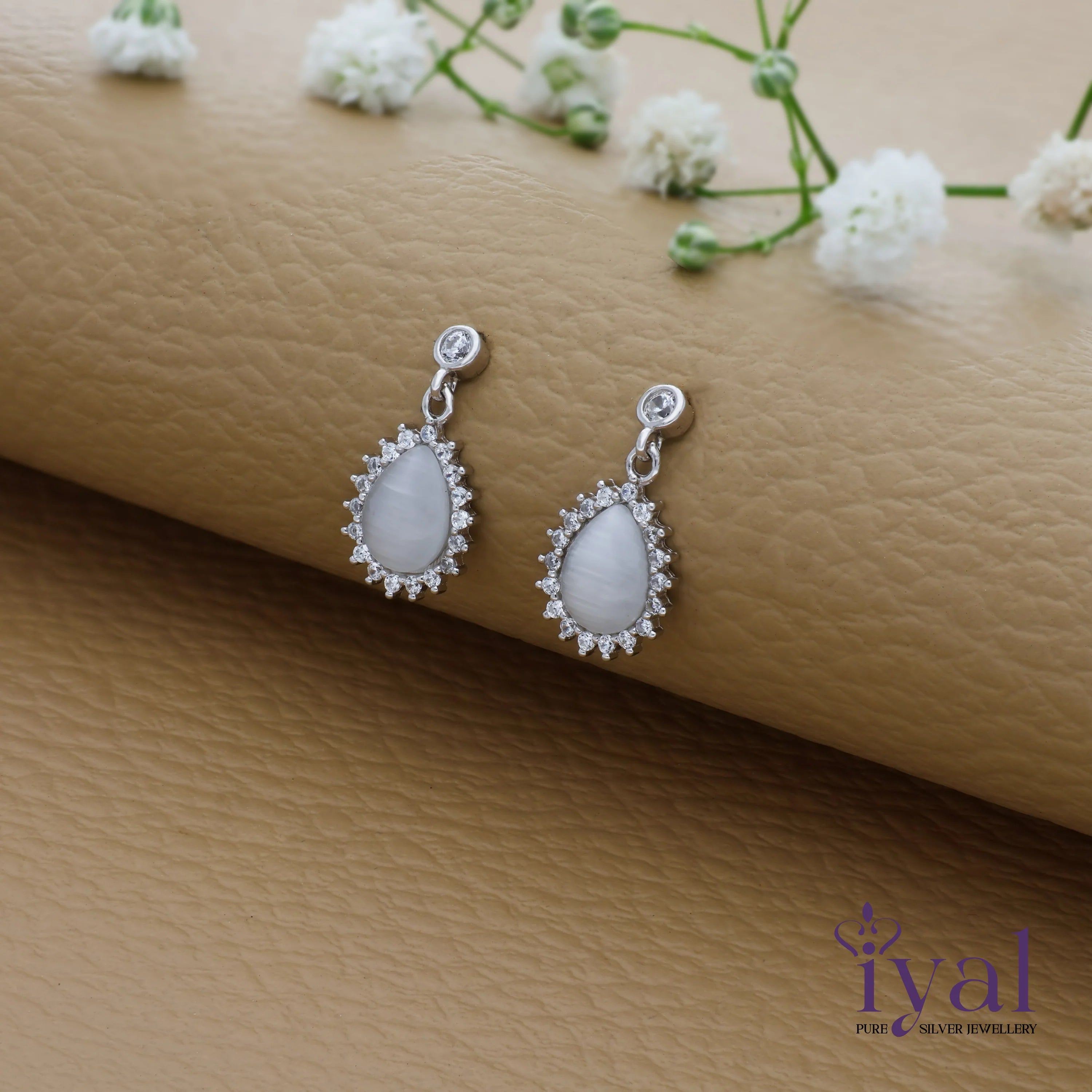 Tear Drop Rose Gold Polish 925 Silver Drop Earring