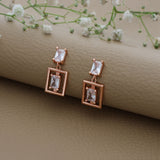 Lovely Square Rose Gold Polish 925 Silver Drop Earring