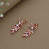 Beautiful Leaf Rose Gold Polish 925 Silver Drop Earring