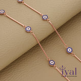 Enchanting Evil Eye Charm Rose Gold Polish Silver Anklet