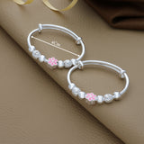 Flower Charm Adjustable 999 Silver Kid Bangle(0 - 6Yrs)