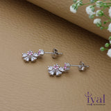 Cute Snow Flake Rose Gold Polish 925 Silver Drop Earring