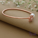 Pearl Open Flower Rose Gold Polish 925 Silver Kada