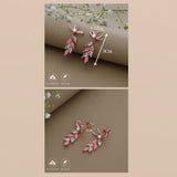 Beautiful Leaf Rose Gold Polish 925 Silver Drop Earring