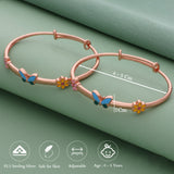 Radiant Butterfly 18k Rose Gold Polish Silver Kid Bangle(0 - 5Yr)
