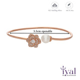 Pearl Open Flower Rose Gold Polish 925 Silver Kada