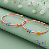 Radiant Butterfly 18k Rose Gold Polish Silver Kid Bangle(0 - 5Yr)