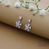 Snow Flake Shine 925 Silver Drop Earrings
