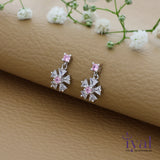 Cute Snow Flake Rose Gold Polish 925 Silver Drop Earring