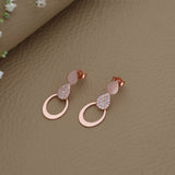 Enchanting Rose Gold Polish 925 Silver Drop Earring
