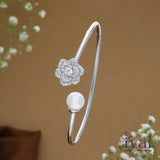 Pearl Open Flower 925 Silver Kada