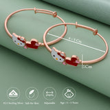 Dazzling HelloKitty 18k Rose Gold Polish Silver Kid Bangle(0 - 5Yr)
