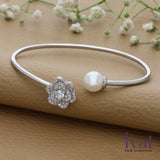 Pearl Open Flower 925 Silver Kada