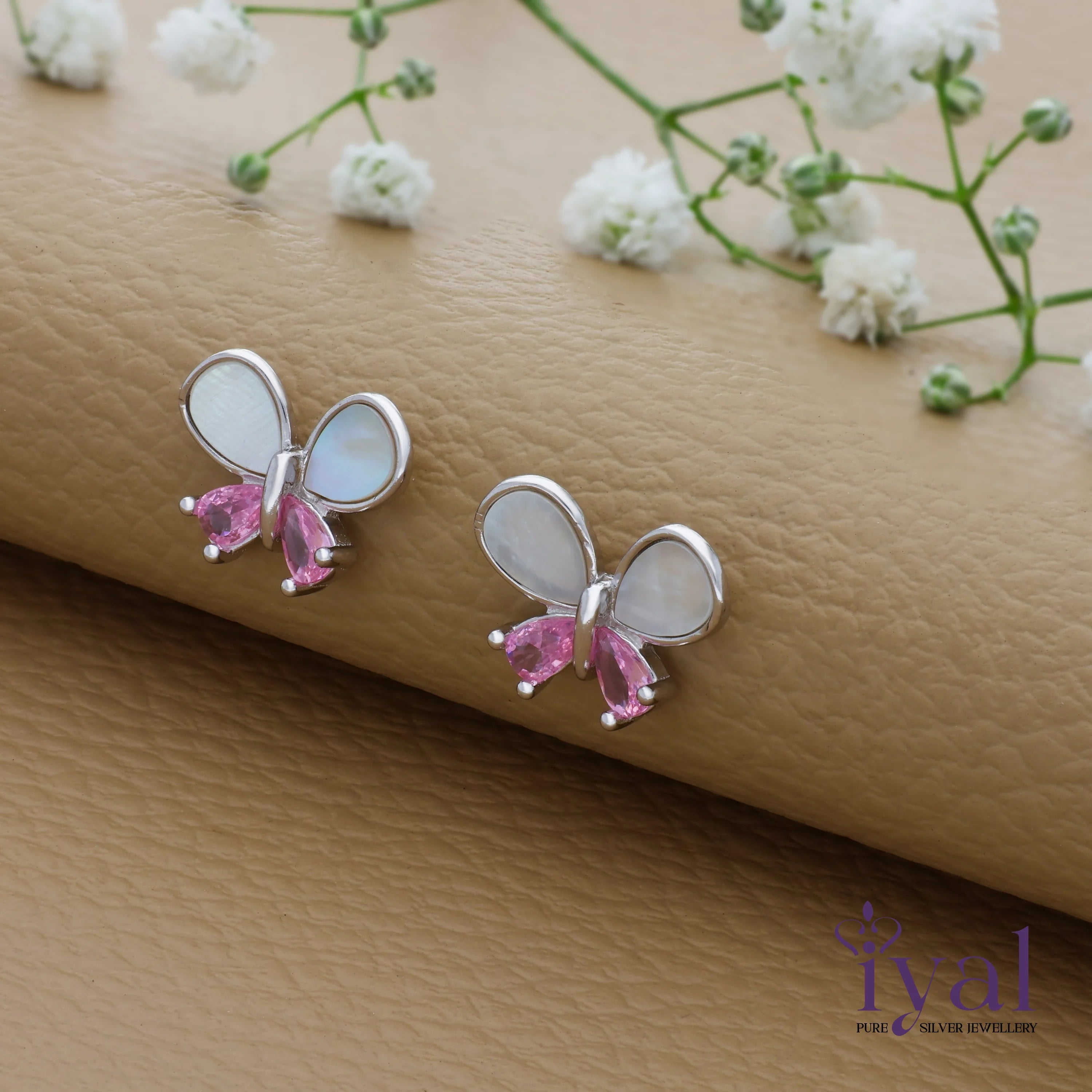 Vivid Butterfly Rose Gold Polish 925 Silver Stud