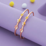 Honey Meow Duo 18K Rose Gold Polish Silver Kids Bangles (0–5 Yrs)