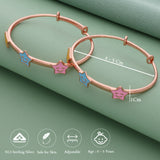 Multi Star 18k Rose Gold Polish Silver Kid Bangle(0 - 5Yr)
