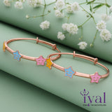 Multi Star 18k Rose Gold Polish Silver Kid Bangle(0 - 5Yr)