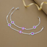 Lovely Flower 925 Silver Anklet for Kids(6month - 3Years)
