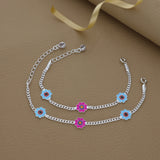 Adorable Flower 925 Silver Anklet for Kids(6months - 4Yrs)