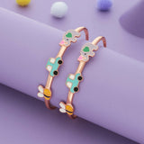 Tiny Tusker Ride Duo 18K Rose Gold Polish Silver Kids Bangles (0-5 Yrs)